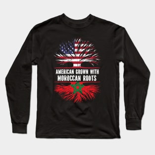 American Grown with Moroccan Roots USA Flag Long Sleeve T-Shirt